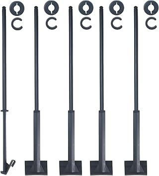 Acocony Car Flag Pole with Locking Cap and Retaining Clip | Black Plastic 20 Inches Long Heavy Duty car window flag pole Pack of 5