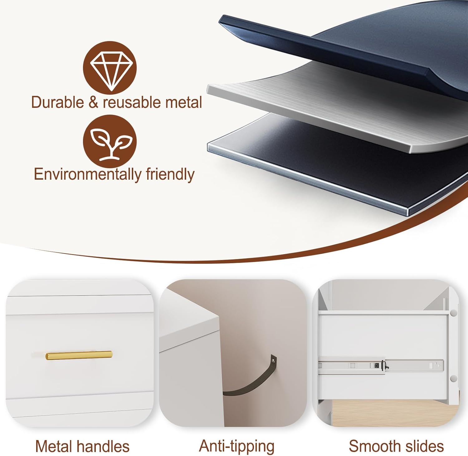 Metal Dresser, White Tall Dresser for Bedroom, 53.54" H Dressers & Chests of Drawers, 5 Drawer Dressers for Living Room, Entryway, Hallyway (White, 5 Drawers)