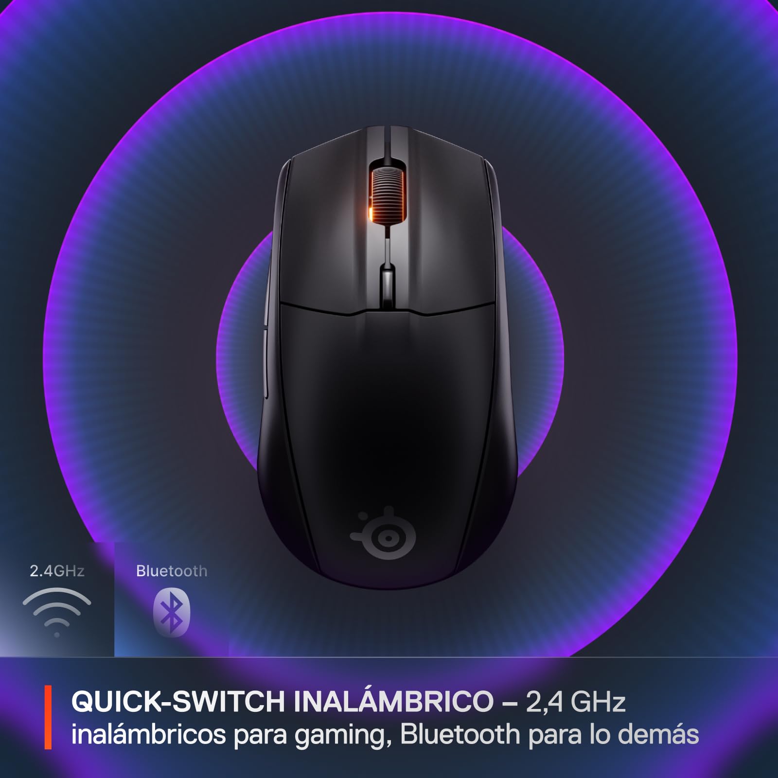 SteelSeries Rival 3 Wireless Gen 2 - Raton Gaming - 2,4GHz y Bluetooth - Sensor óptico TrueMove Air de 18000 dpi - Durabilidad de 60 M de clics - Ligero - Deslizadores 100% PTFE - Negro