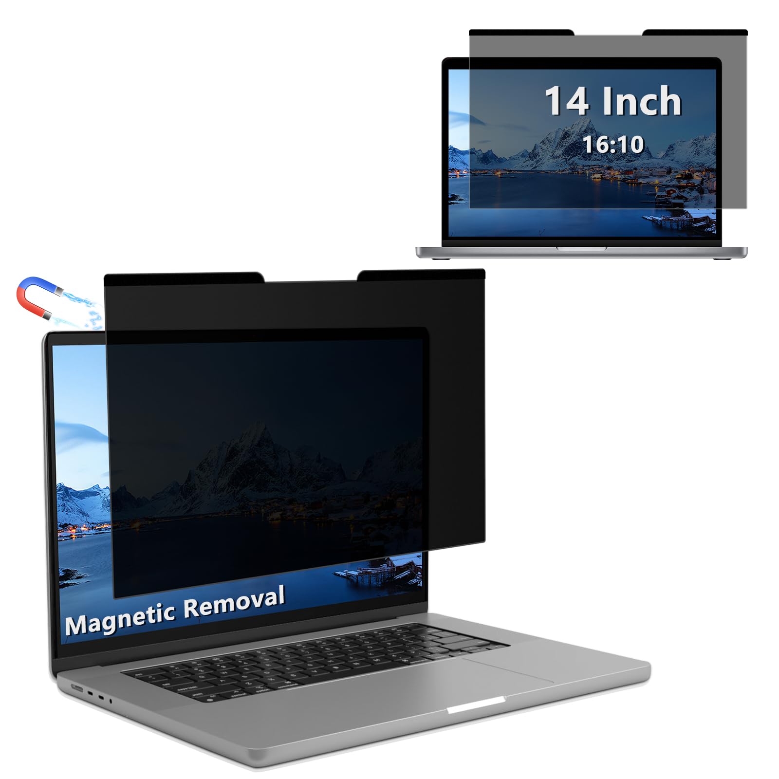 Filtre de Confidentialité 14 Pouces Amovible Anti Espion Anti-Lumière Bleu pour Écran Ordinateur Moniteur 14" 16:10