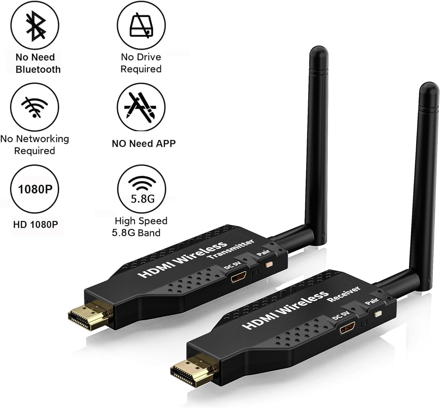 Bezprzewodowy przedłużacz HDMI Plug and Play 50M bezprzewodowy nadajnik HDMI i 2 odbiorniki 1080P HD 5G Wifi do laptopa do telewizora monitor komputerowy projektor