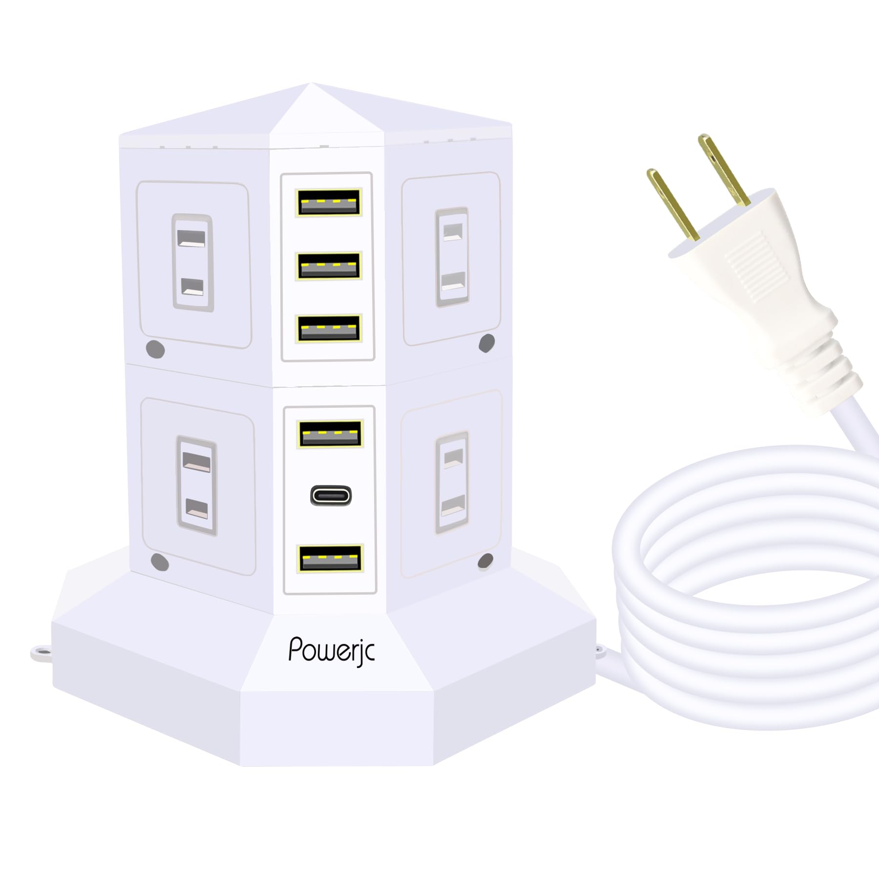 Amazon.co.jp: JIACHAN タワー式電源タップ2層縦コンセント 8AC