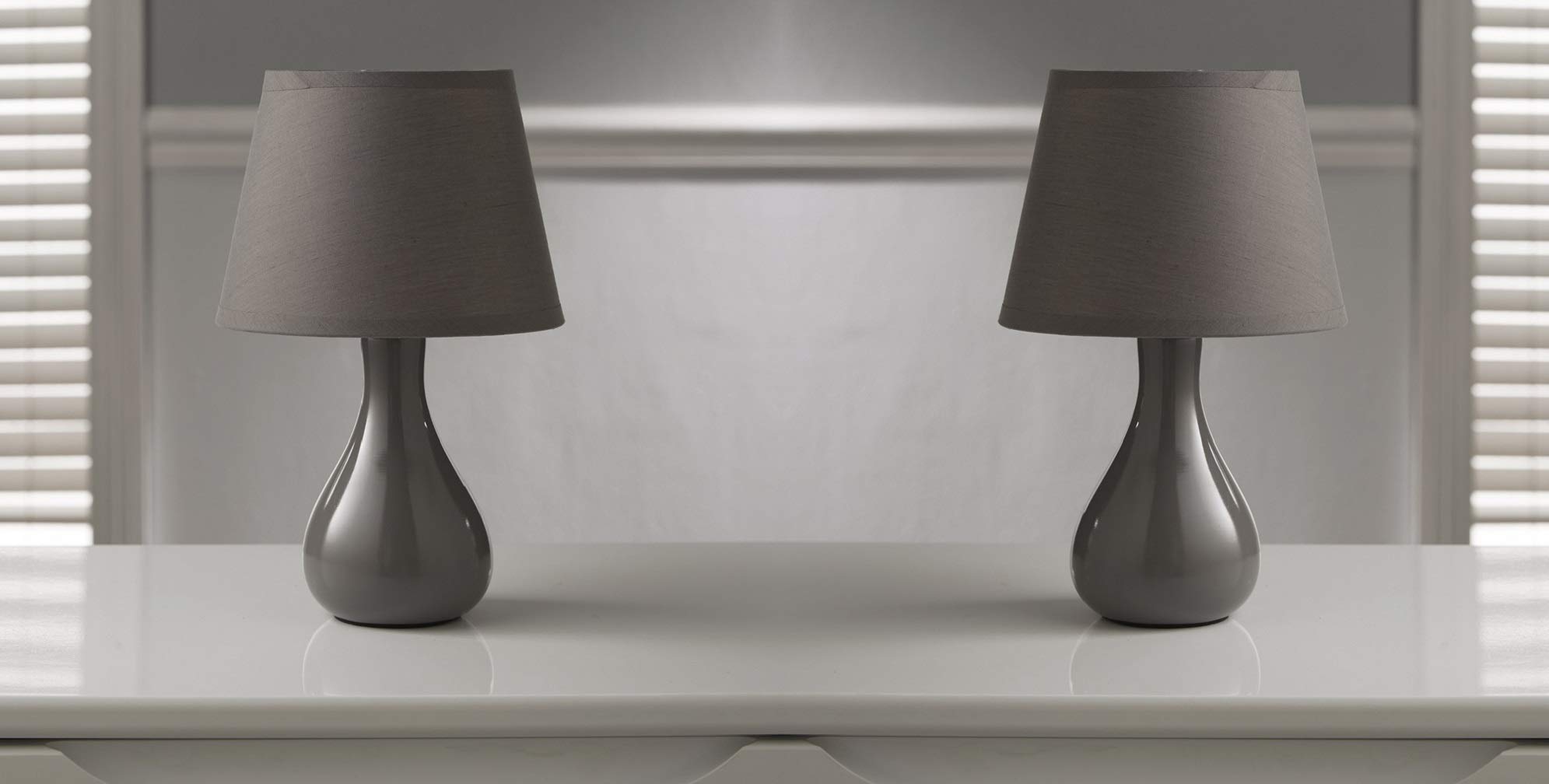 K Living  Calvin Small Ceramic Table Lamp & Shade Grey