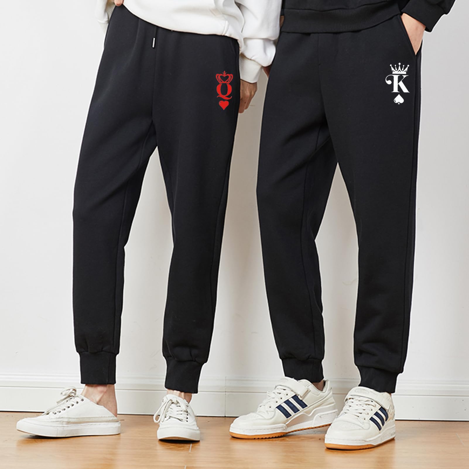 Pantalones de Chándal King Queen para Parejas Algodón Pantalones de Jogging para Hombre y Mujer para Fitness Yoga Ajuste Regular 1 Pieza