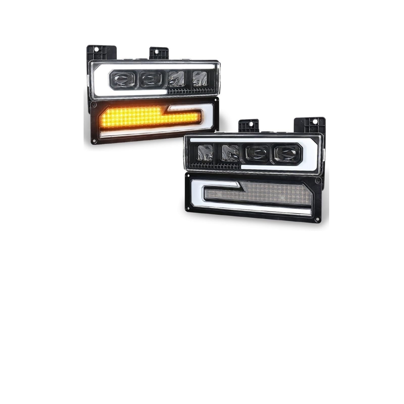 Faro Fanale Anteriore Per Chevrolet Per Silverado 94-18 Gruppo Ottico Anteriore A LED Con Segnale Svolta DRL Benvenuto E Luci Posizione Laterali Anteriori A LED Fari Anteriori Auto(Amber Side light)