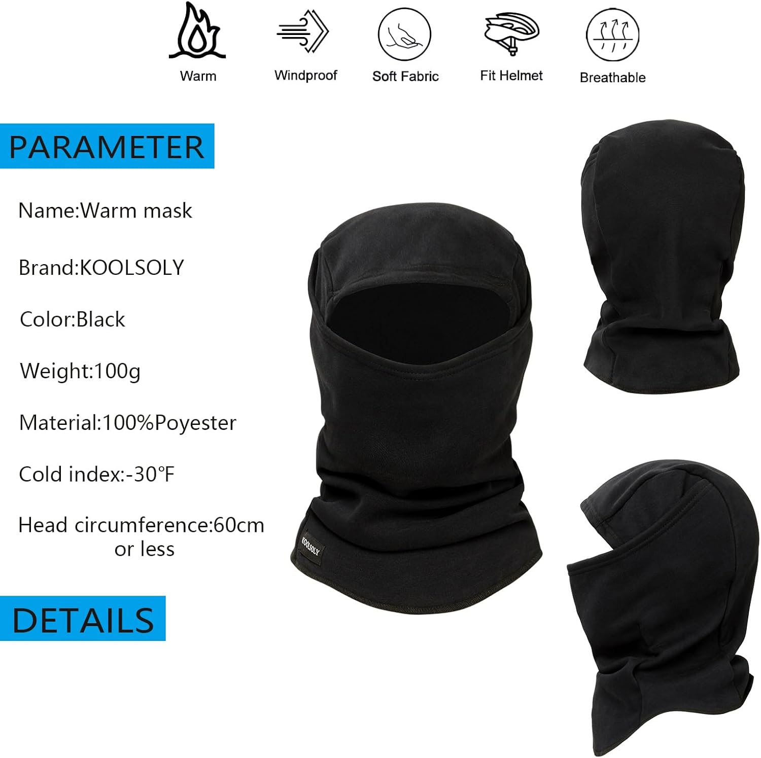 Ski Mask Balaclava Cold Weather Warm and Fleece Face Mask Neck Warmer Full Face Mask for Men&Women - Image 5