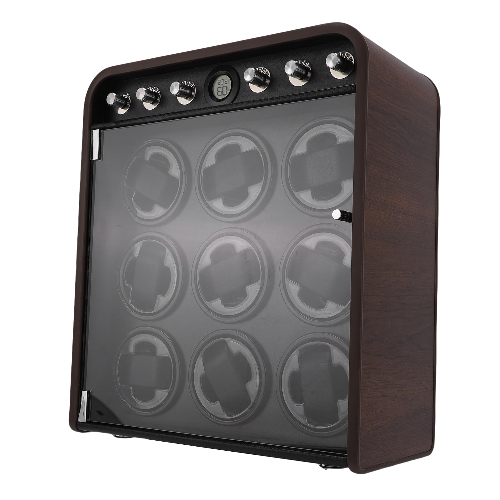 Alomejor Caricaorologi, Funzionamento Silenzioso a 10 DB con Lente Traslucida di Grado Ottico e Sensore di umidità della Temperatura, per Orologi Automatici con Luce LED Bluetooth