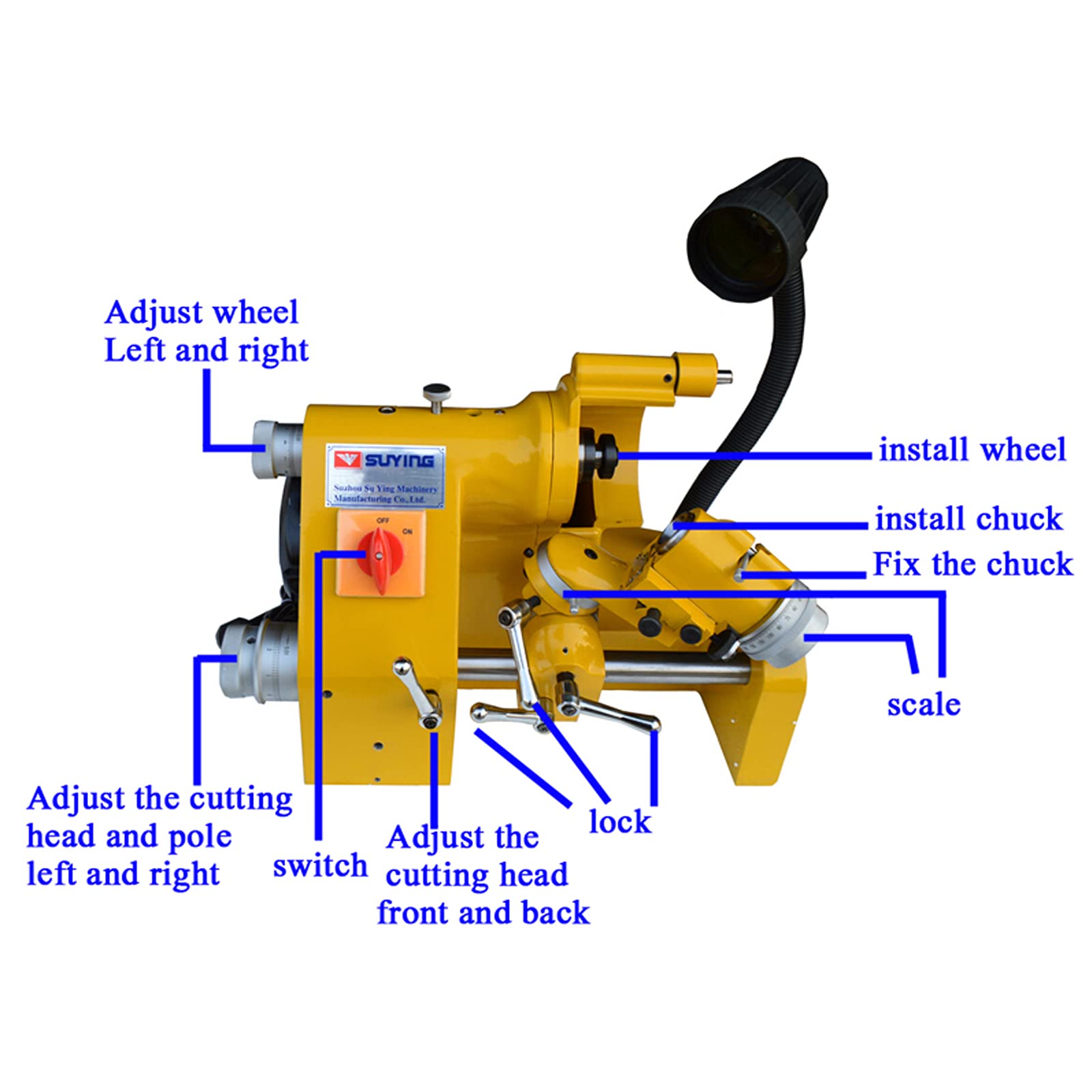 LGXEnzhuo U2 Universal Cutter Grinder Sharpener Cutter Grinding Tool Sharpening Milling Machine 110V R8 Collet without Drill Bit Lathe Bit End Mill Accessories