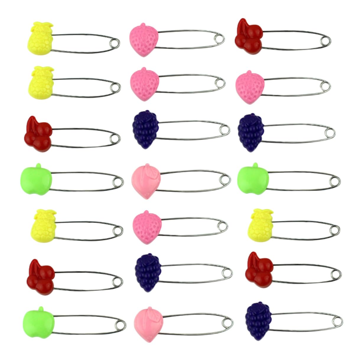 GALPADA 50pcs Large Safety Pins Diaper Buckle Plastic Clothing Pin Safety Locks Fruit Pattern Durable Stainless Steel Random Style