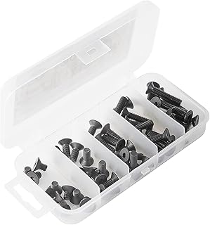 M5 x 8mm 12mm 16mm 20mm 25mm Flat Head Socket Cap Screws Countersunk Bolts, 10.9 Grade Alloy Steel, Black Oxide Finish, Fully Threaded, Metric Allen Hex Drive, Assortment Kit 50PCS