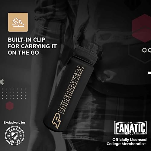 Vista 252 de Campus Colors Botella de agua de acero inoxidable de la NCAA, tapa giratoria, 24 onzas, clip de transporte, mantiene tus bebidas calientes o frías