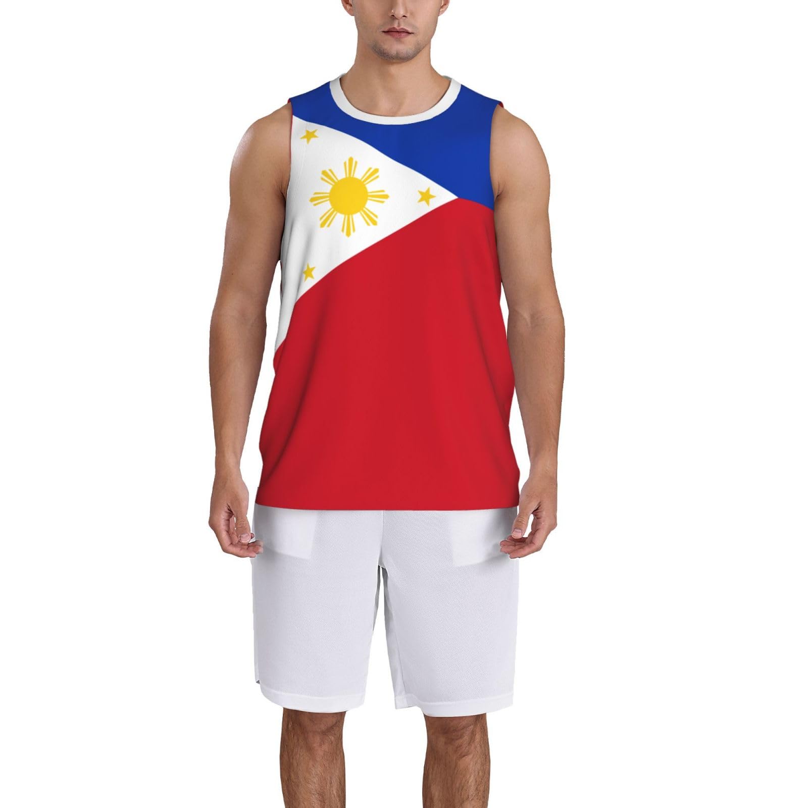 DABOYOZHZH Philippines Flag Basketball Jersey Sports Jerseys for Men Running Fitness Training Sleeveless T Shirt