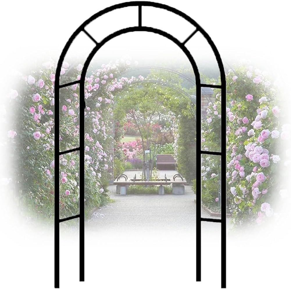 Black Metal Garden Arch, Garden Arbor for Climbing Plants, Wide 1.2M 1.4M 1.8M 2.4M 3M, Roses Archway for Outdoor Wedding Party, Easy to Assemble,Green,W3M*H2.2M