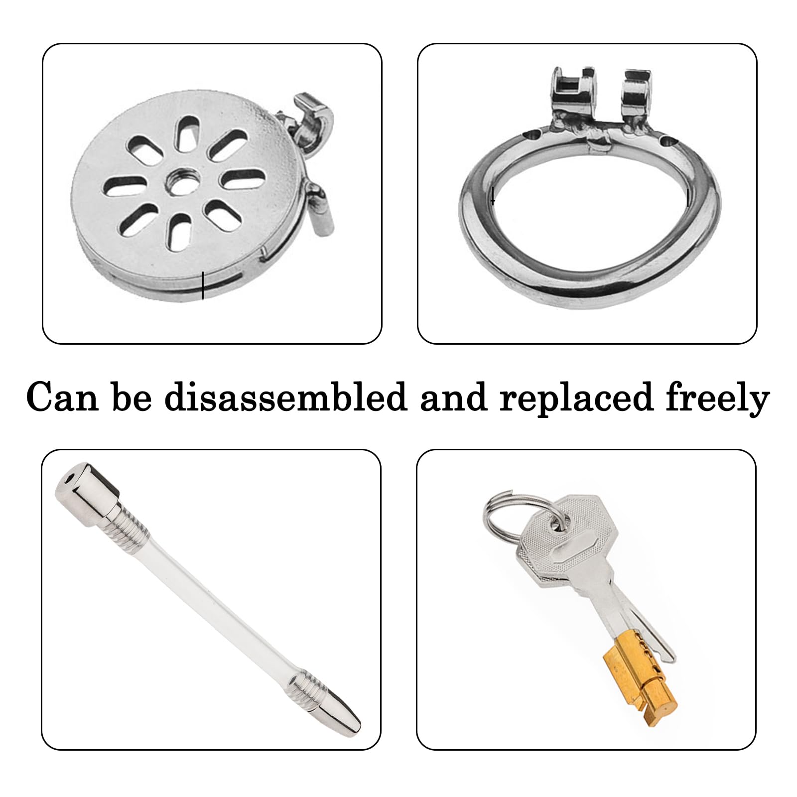 BDSMLOVE Gabbia di castità in acciaio inossidabile con Dilatatore uretrale, chastity cage per Prevenire L'erezione, gabbia di castità per uomo, male pene Cock cage (45 mm)