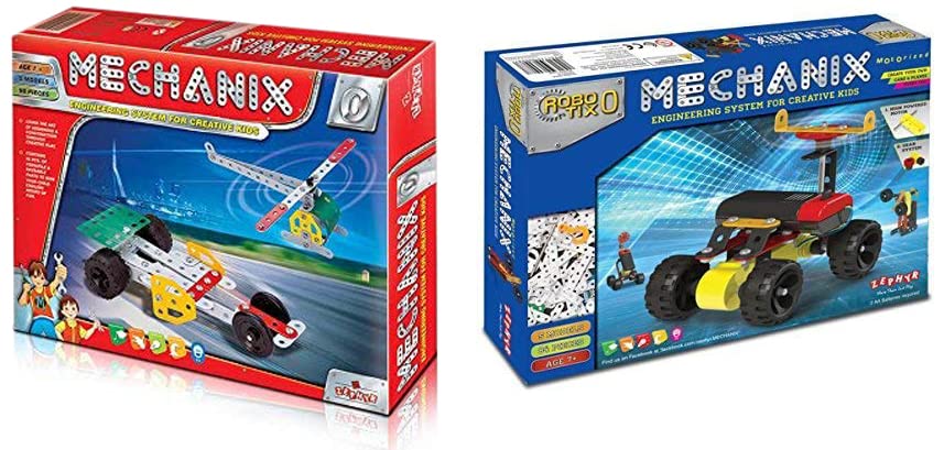 Image of Mechanix -0 DIY,Metal Educational,Learning,Stem,Building and Construction Toys,Multicolor&DIY Stem and Steam Education Metal Construction Set(Motors&Gears) for Boys&Girls(Robotix-0,8 Year +)
