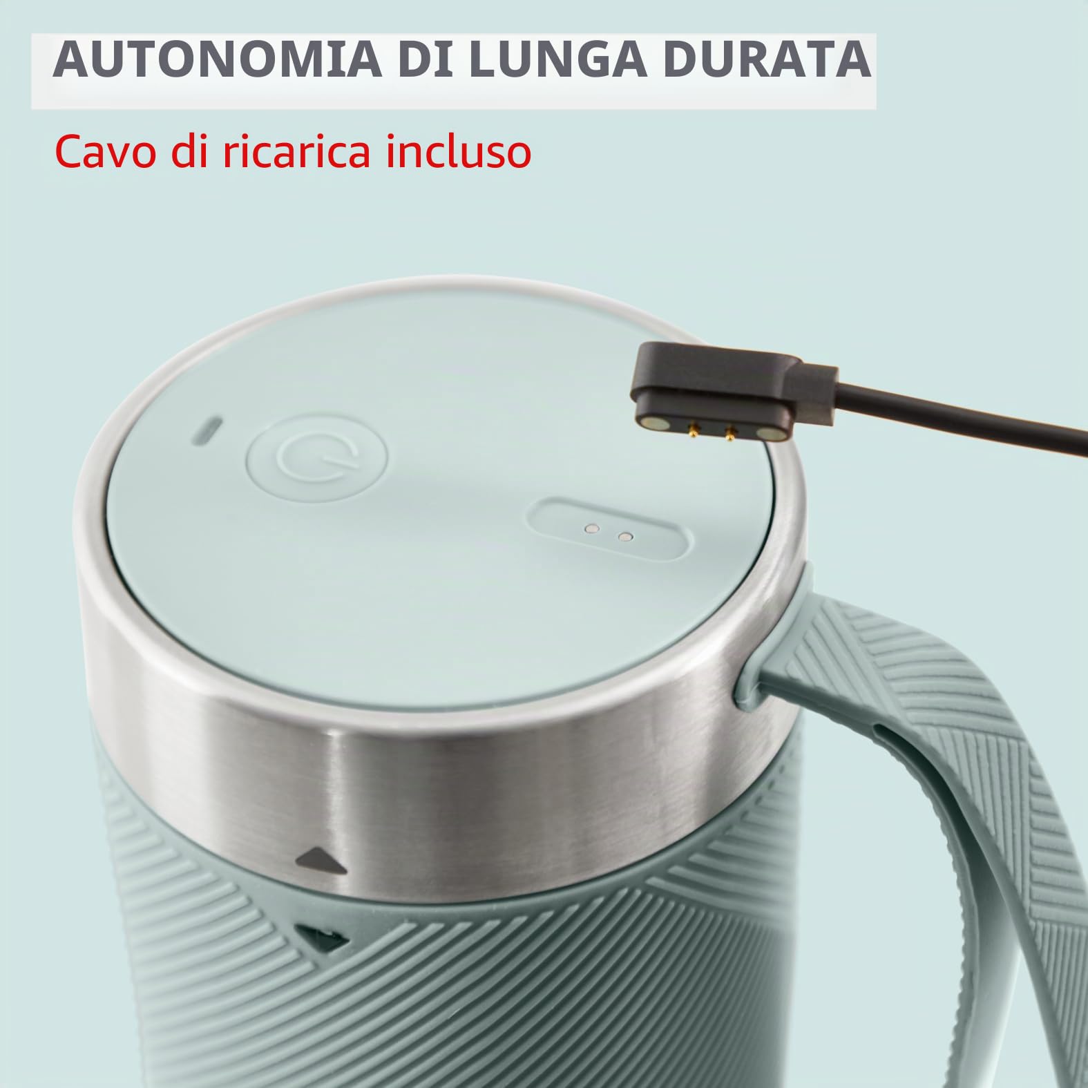 Moulinex Lightmix, Blender portatile, senza fili, 300 ml, potente, ricaricabile, eucalipto LM1C0410