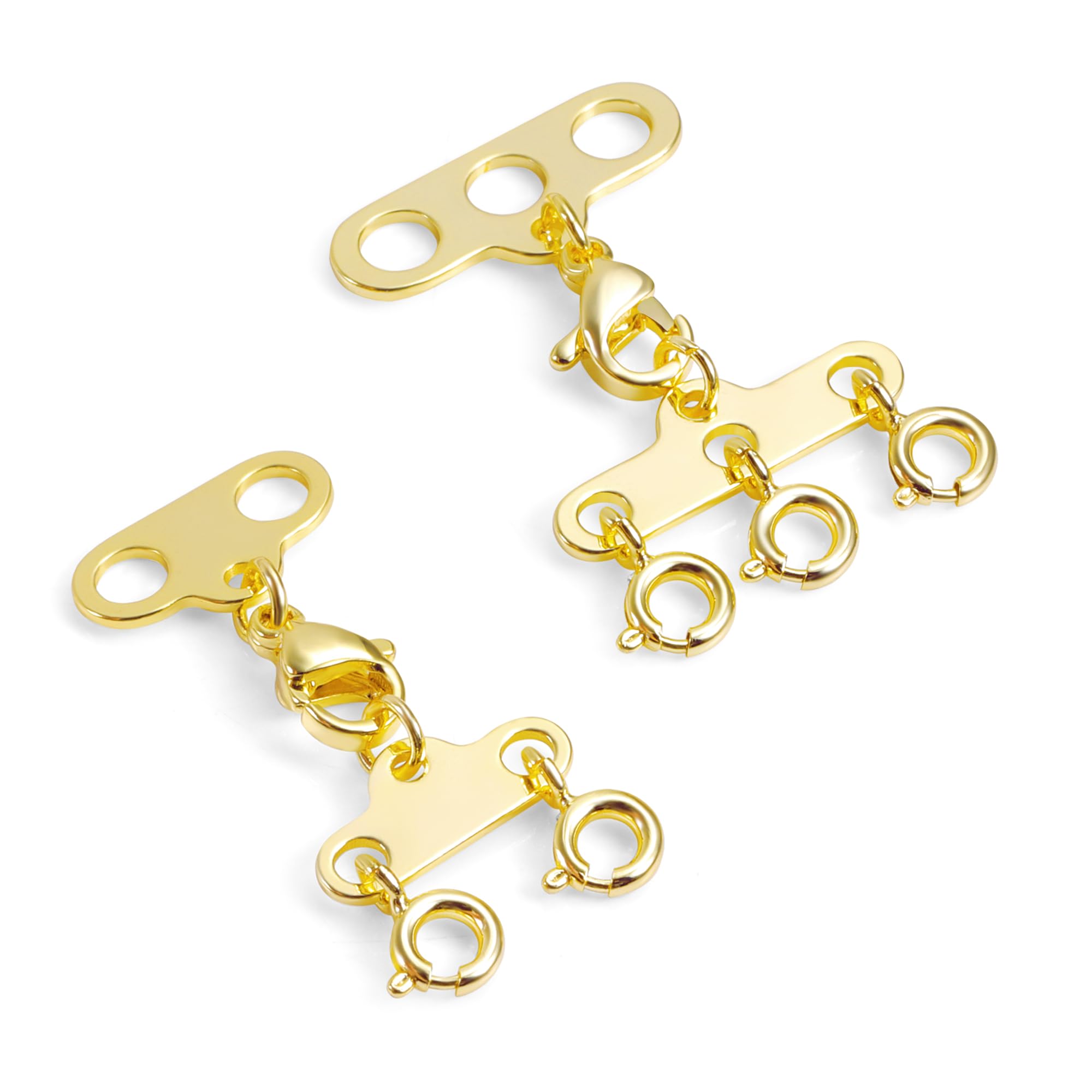 2PCS Necklace Layered Clasp 14K Gold Multi Strands Necklace Layering Clasps