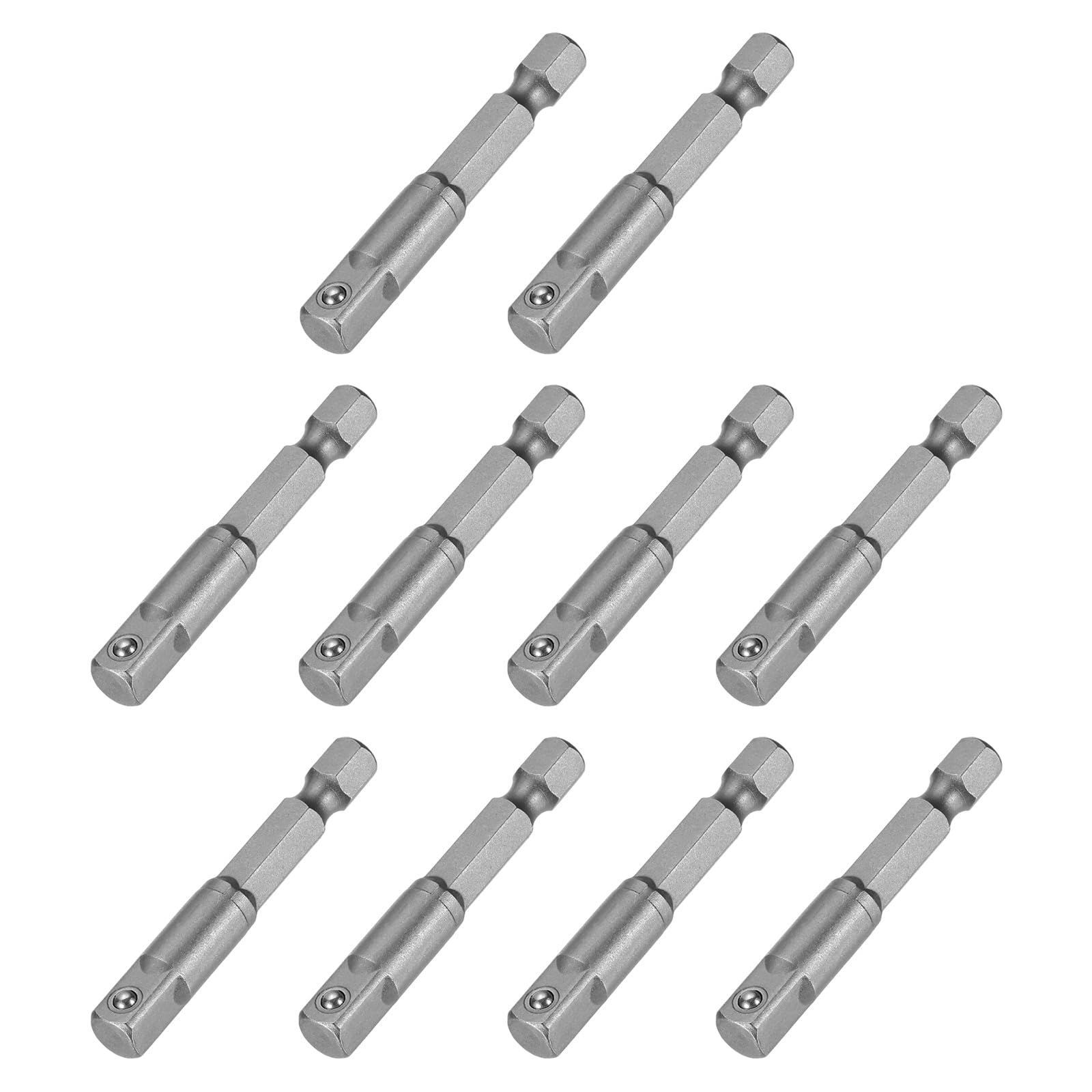 sourcing map 10pcs Impact Socket Adapter 1/4" Square Drive 1/4" Hex Shank 2" Long Extension Bit for Axle Nut Driver Drill Socket Sets