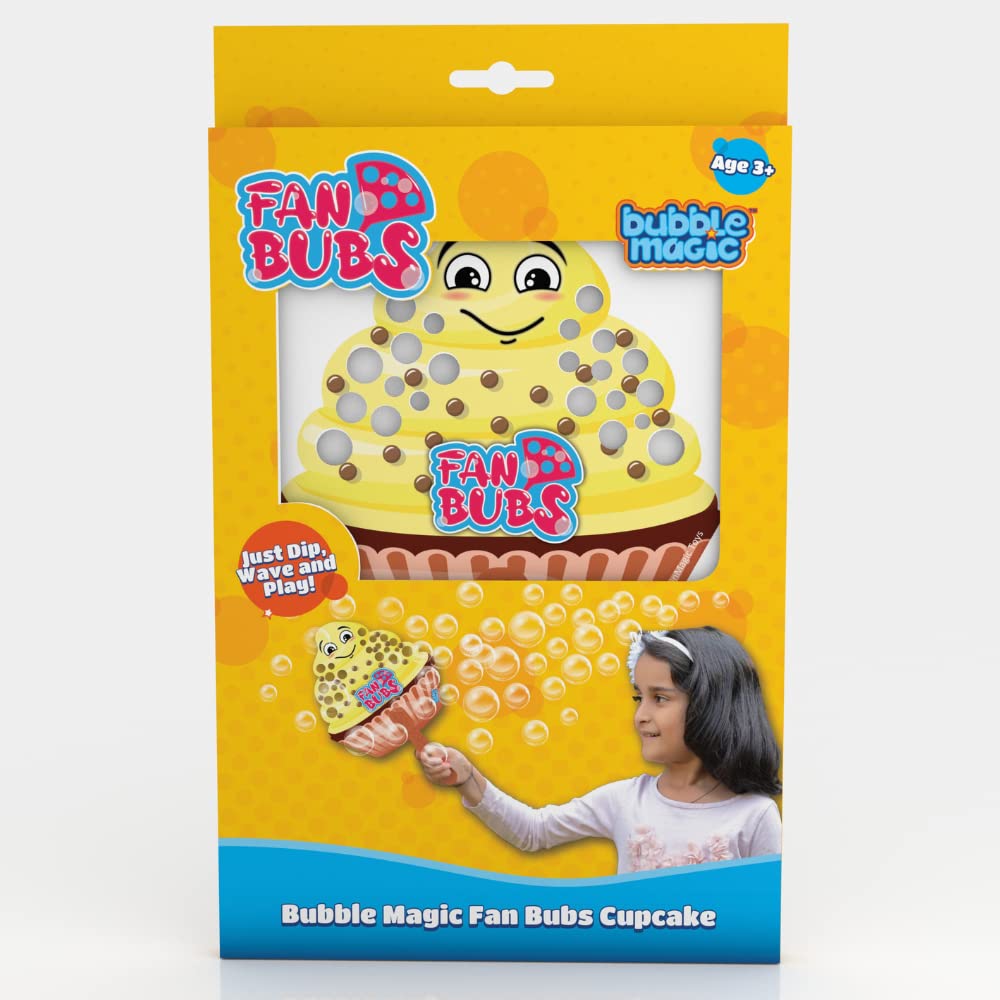 Bubble Magic Fan Bubs Cupcake, Bubble Solution with Hand Fan for The Kids 3 Year and Above, Multicolor, FB50013