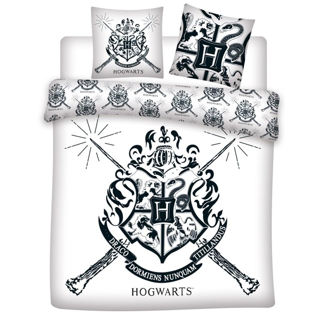 Juego de cama de Harry Potter para 2 personas, funda nórdica doble de 240 x 220 cm y 2 fundas de almohada de 65 x 65 cm, polialgodón