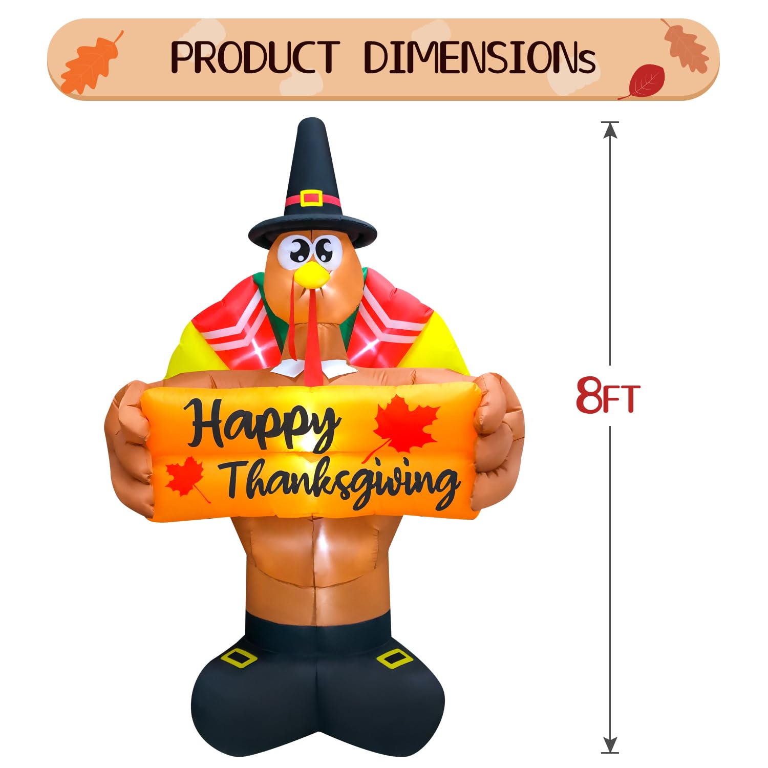 Snapklik.com : DomKom 8 FT Thanksgiving Inflatables Turkey Decor