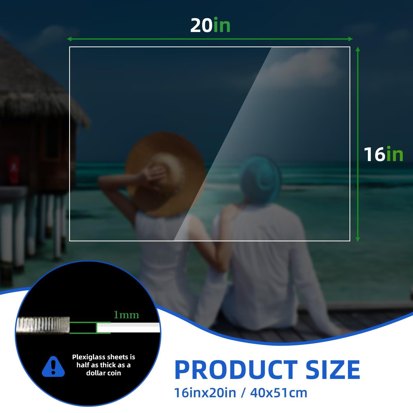 Clear Plexiglass Sheets - 2 Pack 16x20" -6 Clear Plexiglass Sheets - 2 Pack 16x20" -6