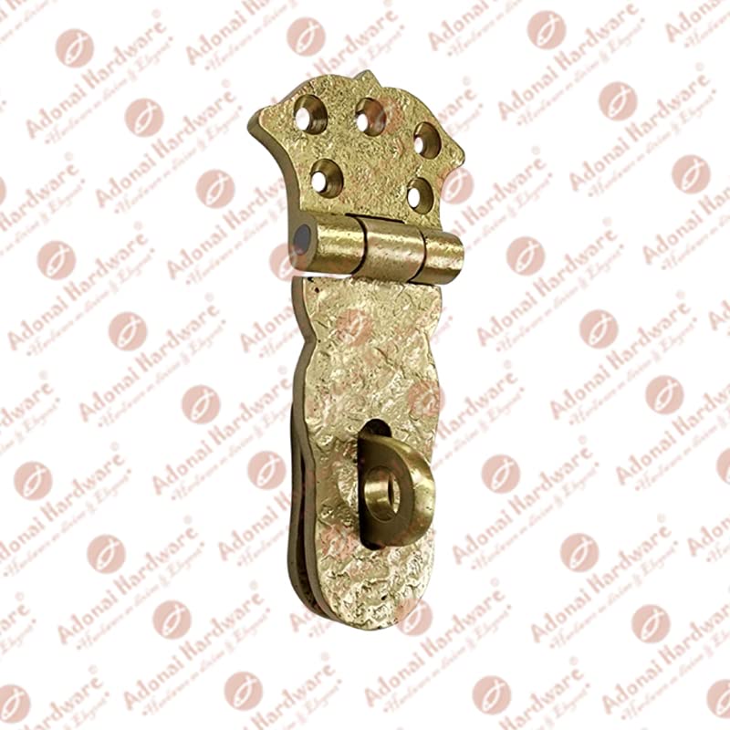 Image of Adonai Hardware inchParan inch Heavy Duty Brass Safety Locking Hasp and Staple (4 inch x 2 Pack, Satin Brass) for Vintage Pirates Treasure Chest, Trunk, Wooden Jewelry Box, Cases, Furniture and Sheds