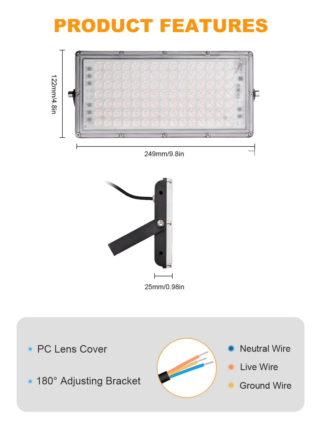 Projecteur Exterieur LED 100W - 10000LM 3000K Blanc Chaud Lampe Extérieur LED de Sécurité Imperméable Étanchéité IP65 Projecteur Piscine LED Idéal pour Jardin Garage Couloir Terrasse Eclairage
