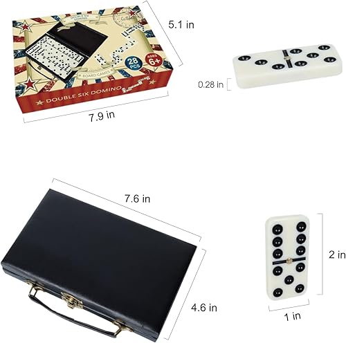 Miniatura 2 de GOTHINK Juego de Dominó Doble 6 Portátil para Adultos con Caja de Almacenamiento, 28 Fichas, Juego de Dominó para Viajes de Vacaciones - Juegos de