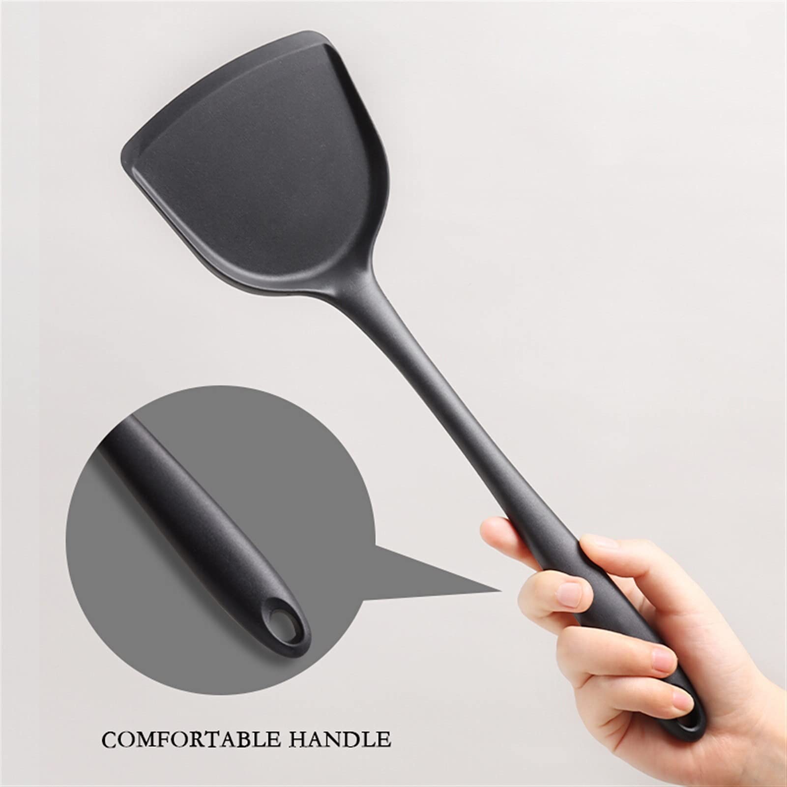 Pfannenwender aus Silikon – ergonomischer Griff, Spatel mit hoher Hitzebeständigkeit zum Kochen und Mischen, Kochspatel