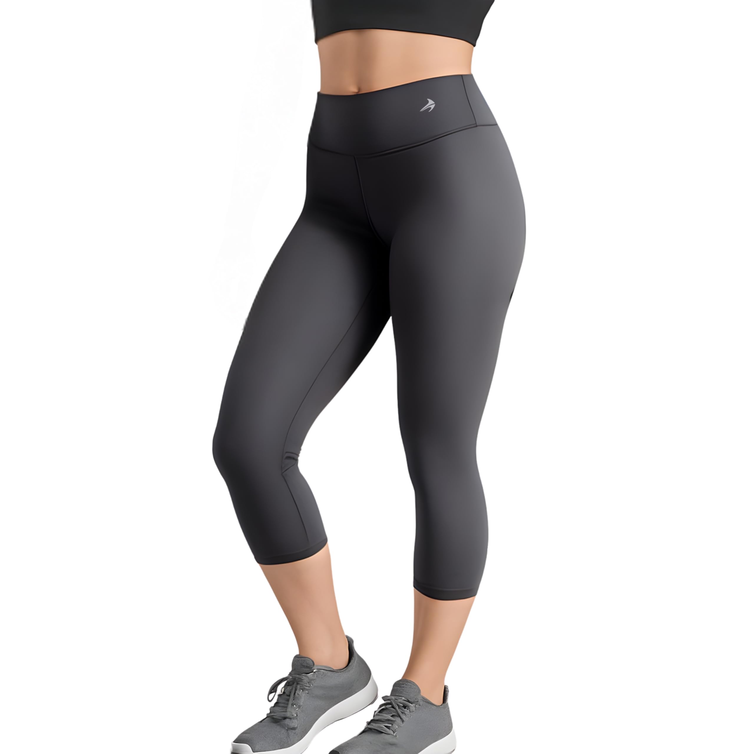 CompressionZ High Waisted Capri Compression Leggings for Women Tummy Control - Workout, Gym, Pilates, Travel, Yoga Pants
