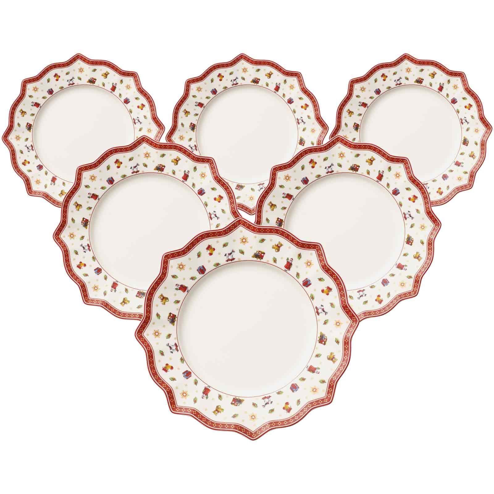 Villeroy & Boch Toy's Delight - Juego de 6 platos llanos (28 cm, porcelana), color blanco