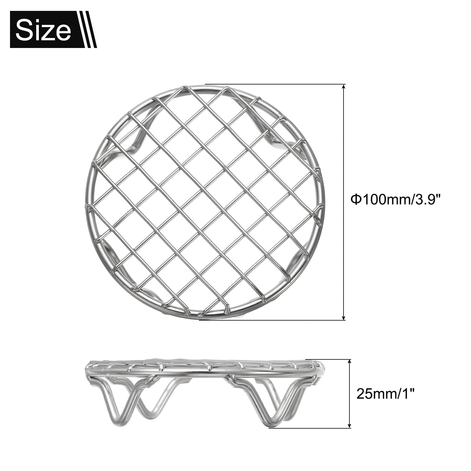 uxcell Round Cooking Rack 3.9 Inch Dia Stainless Steel Wire Cooling Steamer Rack for Baking Canning Cooking Roasting Cooling Grilling Drying, Silver