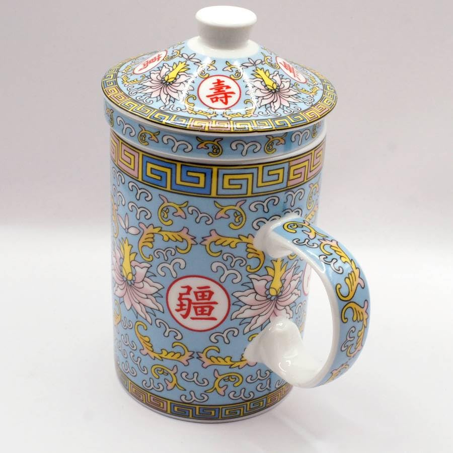 陶器製 松の木デザイン 蓋付きカップ 陶器製 松の木デザイン 蓋付きカップ