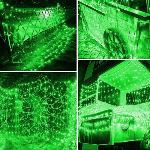 Image of Led Net Mesh String Lights - Diwali Lights, Led Lights for Home Decoration 9.8Ft X 6.6Ft 192 LEDs 8 Modes (Green Net Mesh)