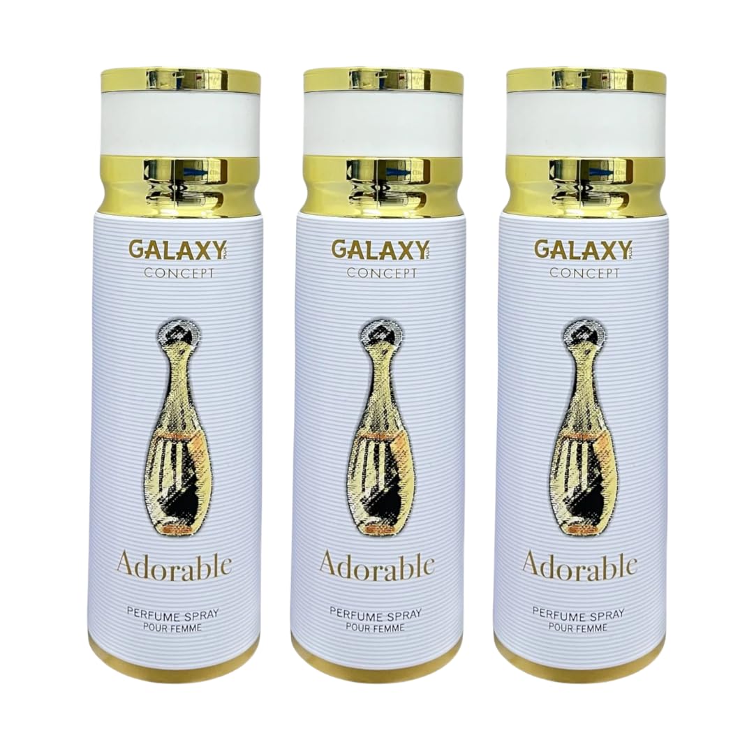 – Pack of 3 Galaxy Plus Concept Body Spray 200ml, Fresh Long Lasting Deodorant for Mens & Womens (Adorable)