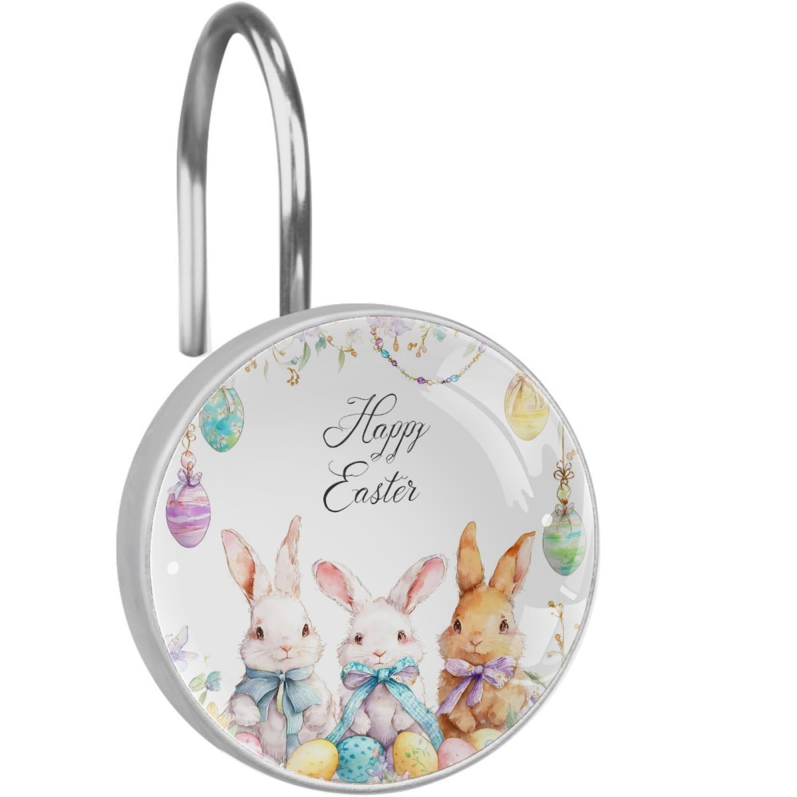 VAPOKF Shower Curtain Hooks, 12PCS Easter Bunny Shower Curtain Hook for Bathroom Decors Home Bedroom
