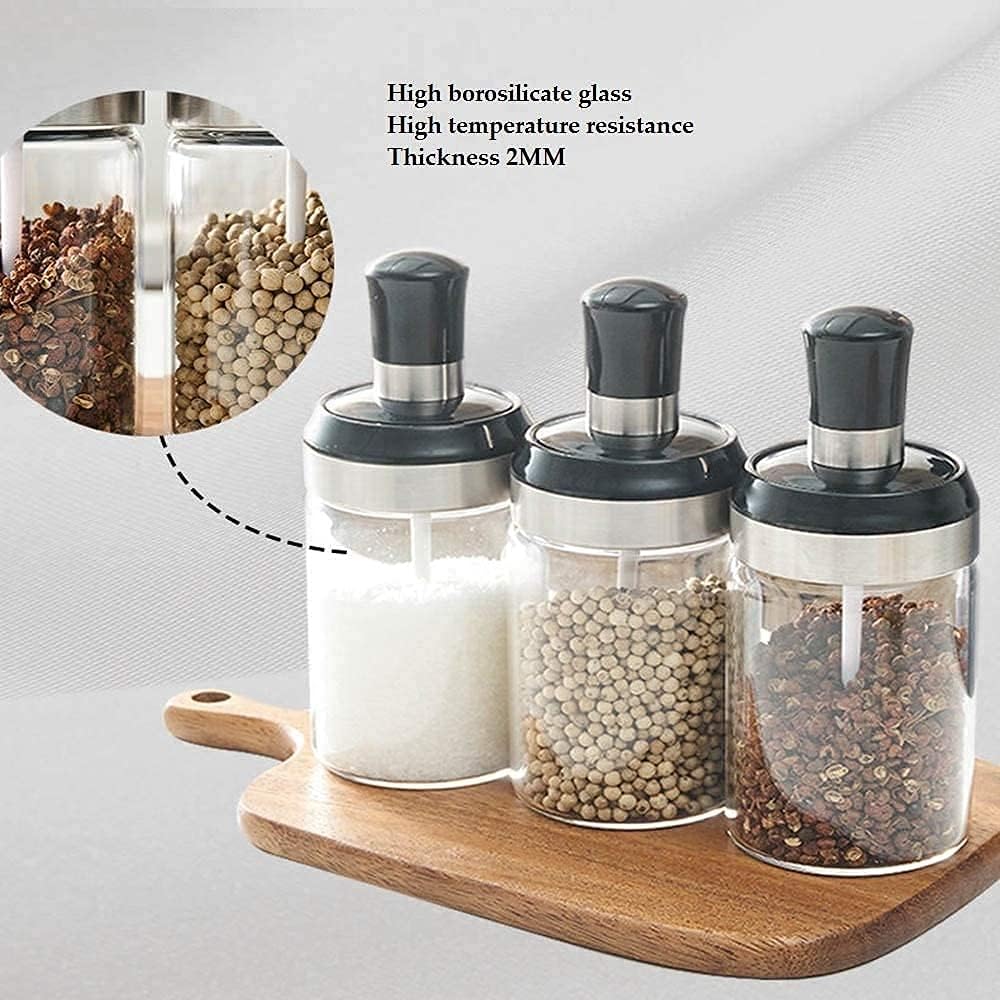 Glass Seasoning Jars with Spoon - Set of 3 -7