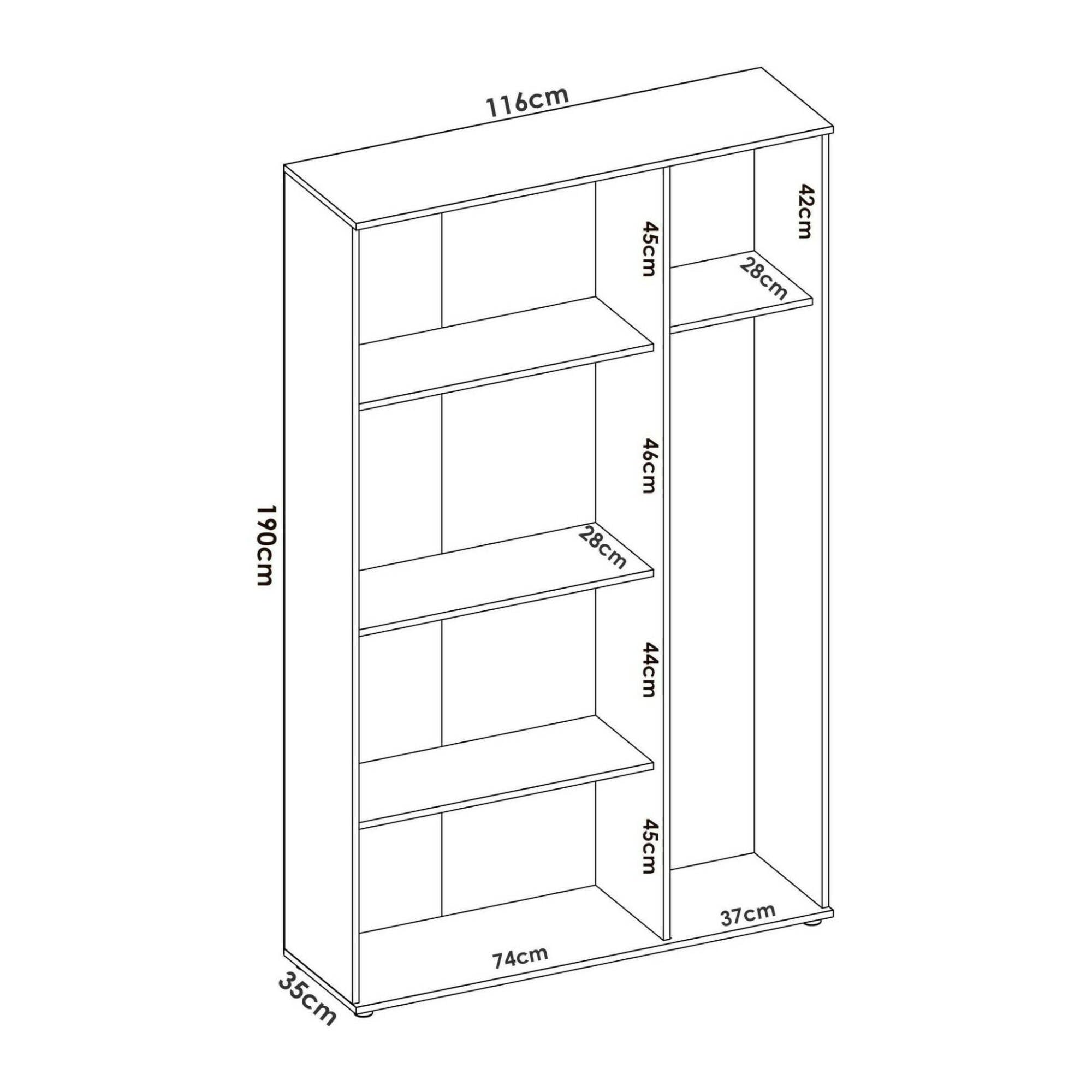 Dmora Armadio Multiuso Grande Sillano 35x190h cm Bianco 4 Ripiani Portascope, Apertura Battente