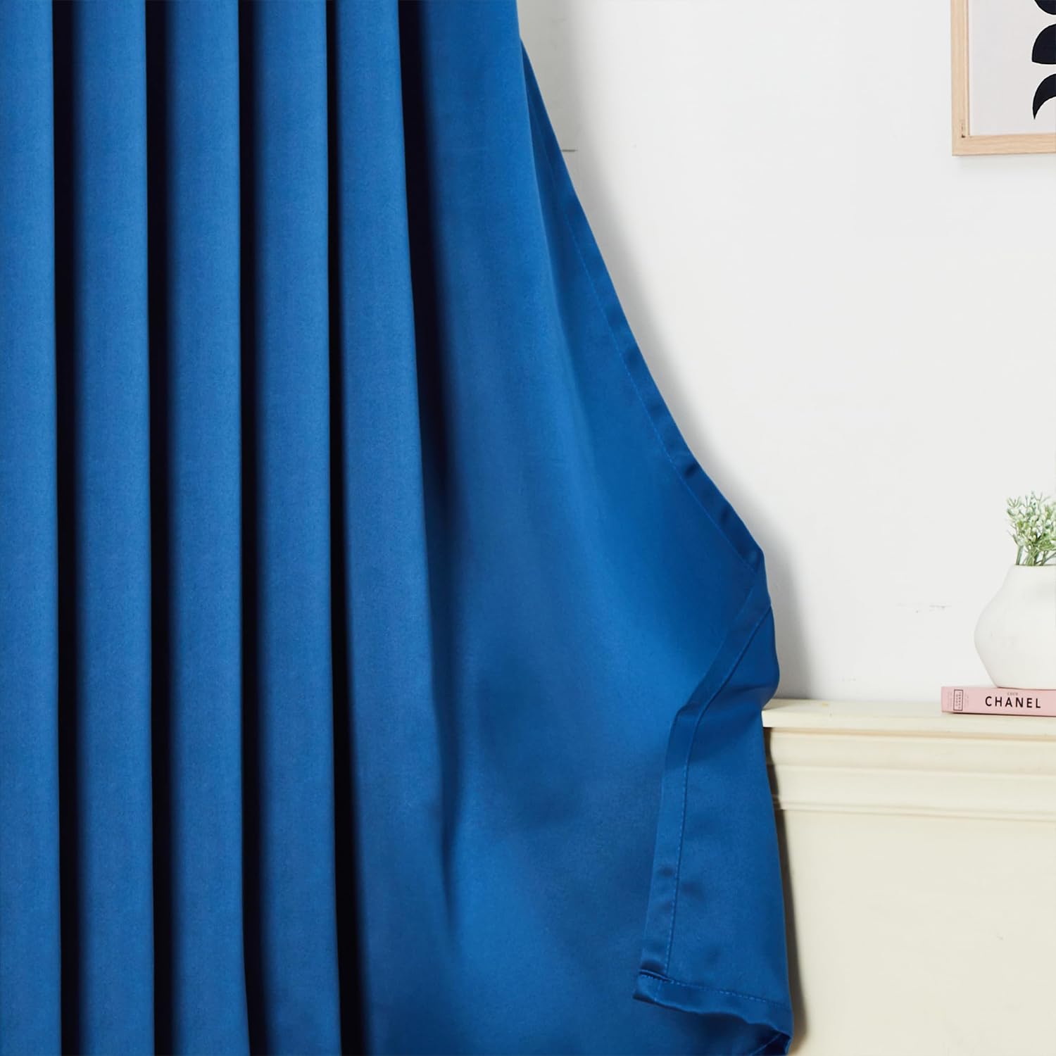 Amazon Basics - Room Darkening Blackout Door Curtains, 100% Room Darkening | 5 Feet |Set of 2| Plain Design | for Living Room and Bedroom | 115cmx 150cm, Color- Blue