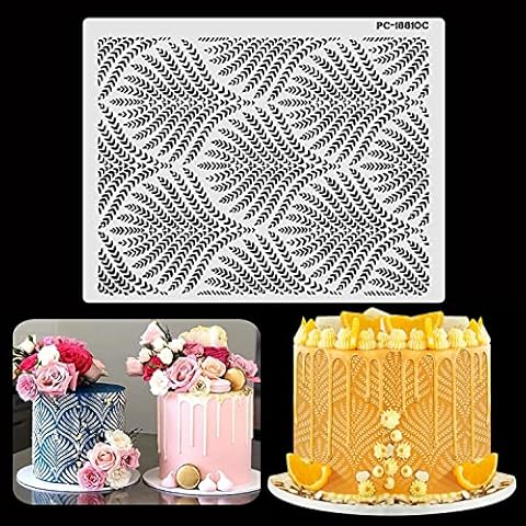 3D Flower Leaf Cake Stencil Hollow Templates Spray Floral Lace Baking Mould Cupcake Decorating Border Sculpting Modeling Mold Kit for Cake Deocration Sugarcraft Tool DIY Cover