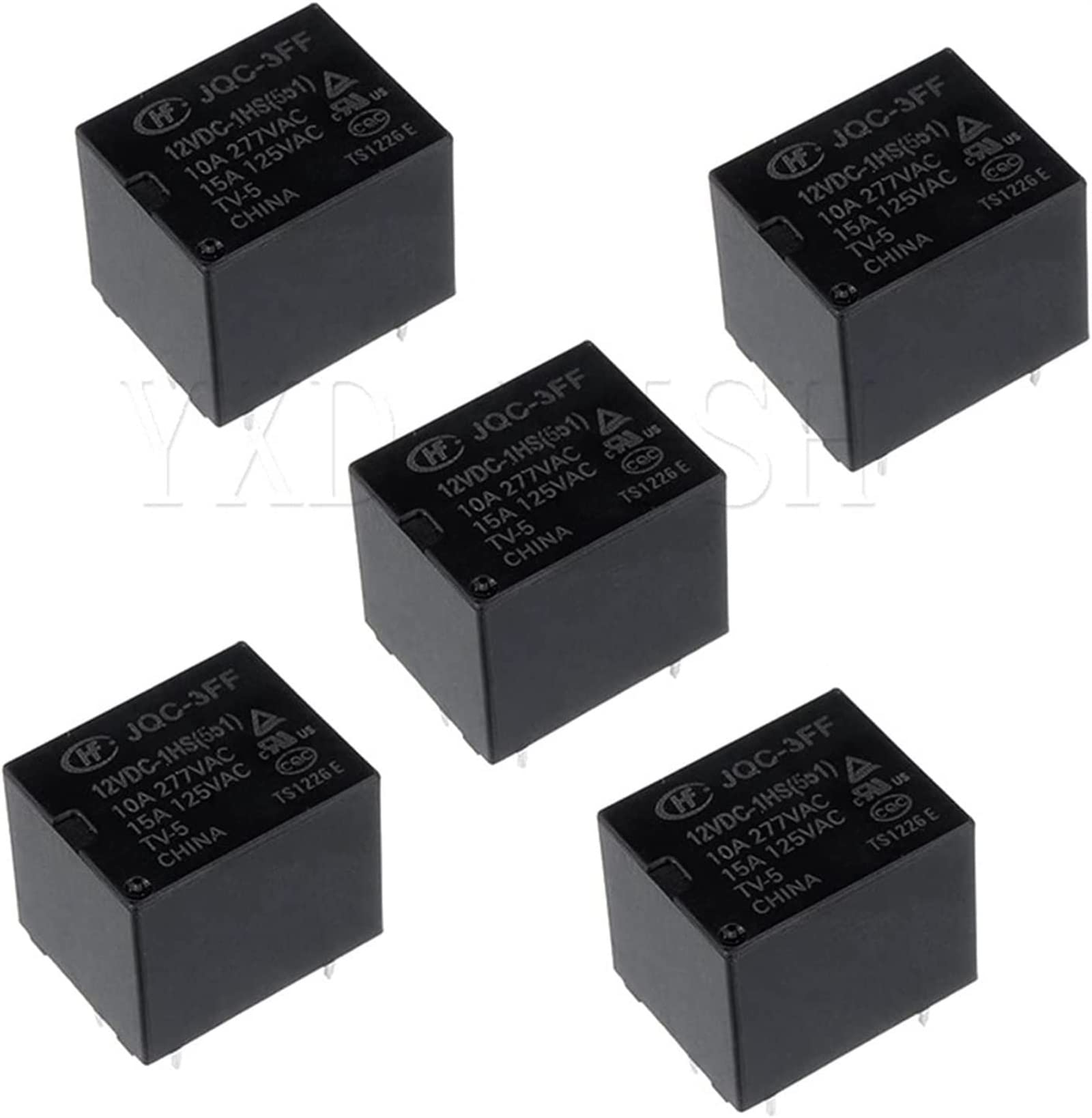 Relais 5 Stück 10A Relais HF3FF-JQC-3FF- 5VDC-1ZS 12VDC-1ZS 24VDC-1ZS 5 Pin DIP5 HF- JQC-3FF- 5V 9V 12V 24VDC Relais Ersatzteile