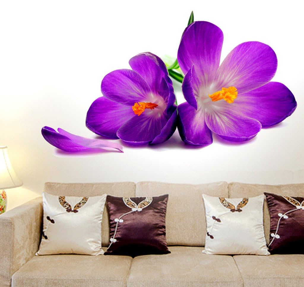 Flowers Beautiful Spring Crocus Lily Fresh' Wall Sticker (PVC Vinyl, 90 cm x 60 cm, Multicolour)