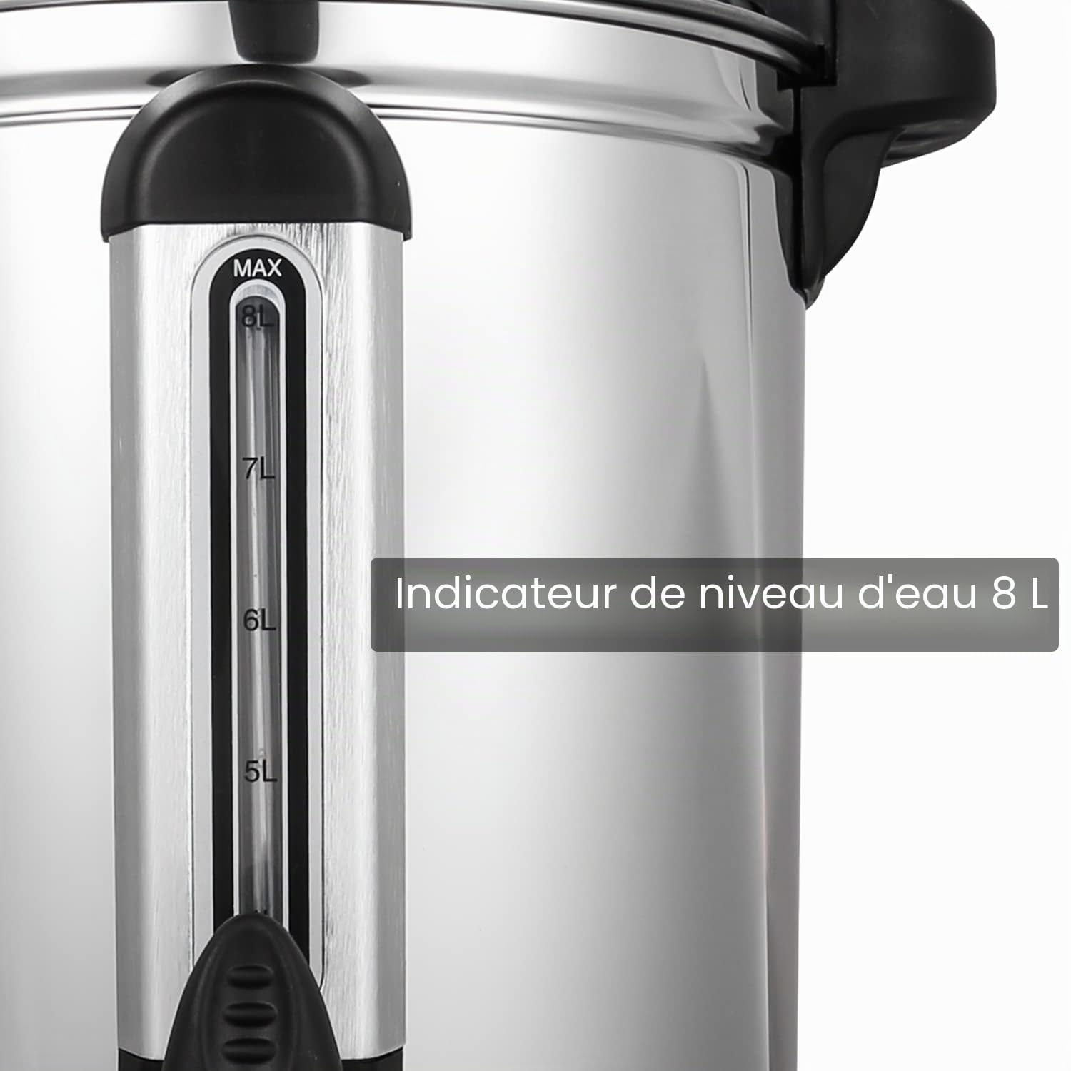 Randaco Bouilloire à vin chaud en acier inoxydable, avec bac récupérateur, robinet, régulateur de température de 30 à 110 °C, distributeur automatique