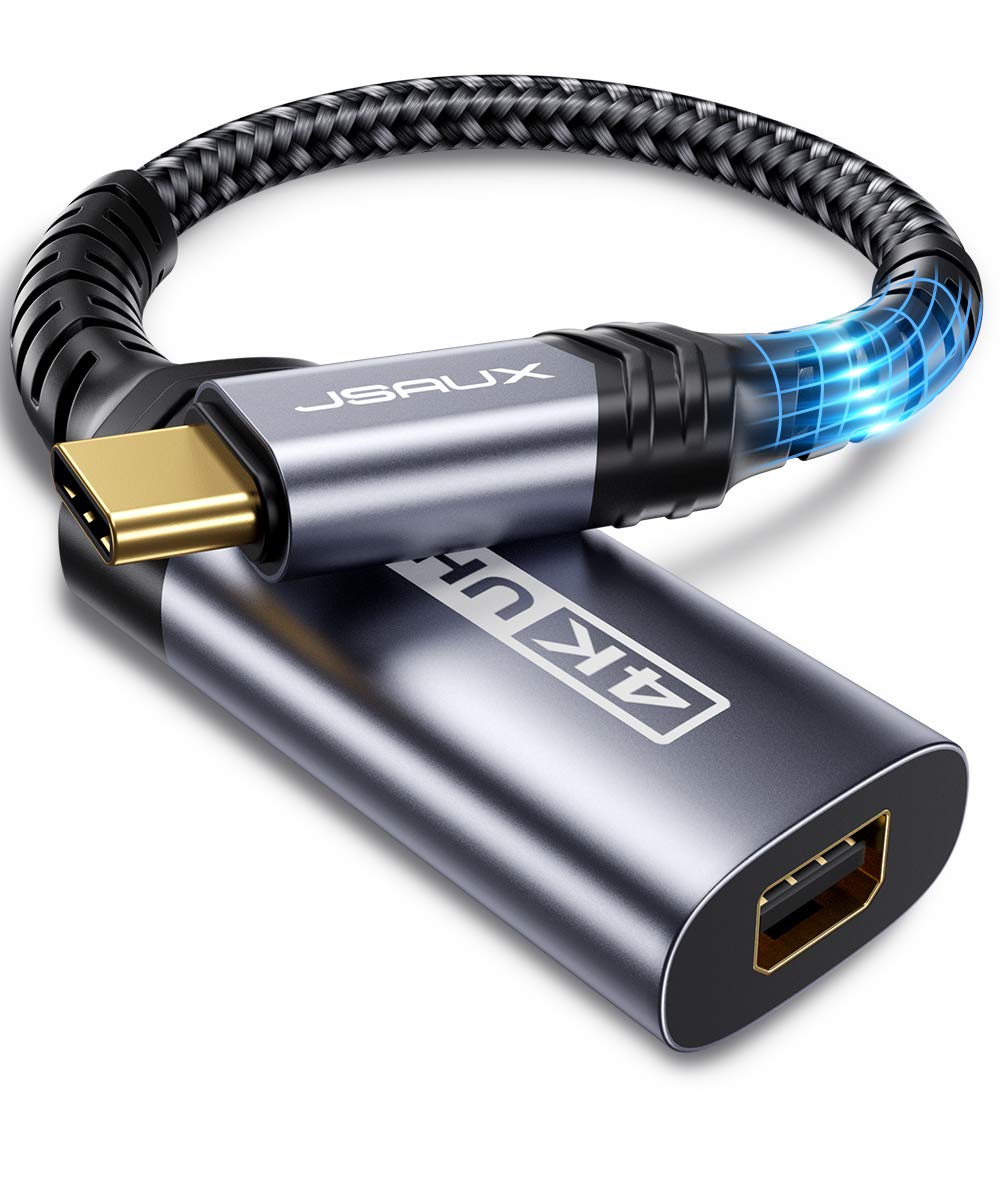 JSAUX Adaptador USB C a Mini DisplayPort [4K@60Hz] a Mini DP Adaptador, Typ C Mini Displayport para MacBook Pro 2019 2018, iPad Pro, Dell XPS, Samsung Galaxy S10 S9 S20 Plus-Gris