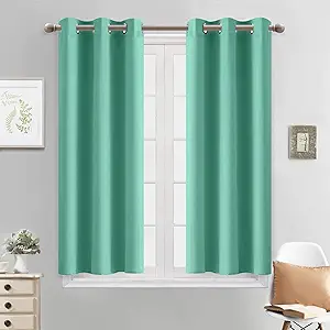 Yakamok Room Darkening Thermal Insulated with Grommet Blackout Curtains for Bedroom, 38Wx45L inch, Turquoise, 2 Panels
