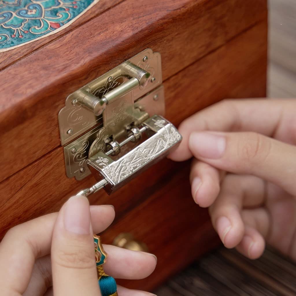 Holzabnehmbare Tabletthalterung mit Retro -Schloss tragbarer Schmuckkoffer Aufbewahrung für Ohrringe Halsketten Armbänder Ringe Halter CA (a)