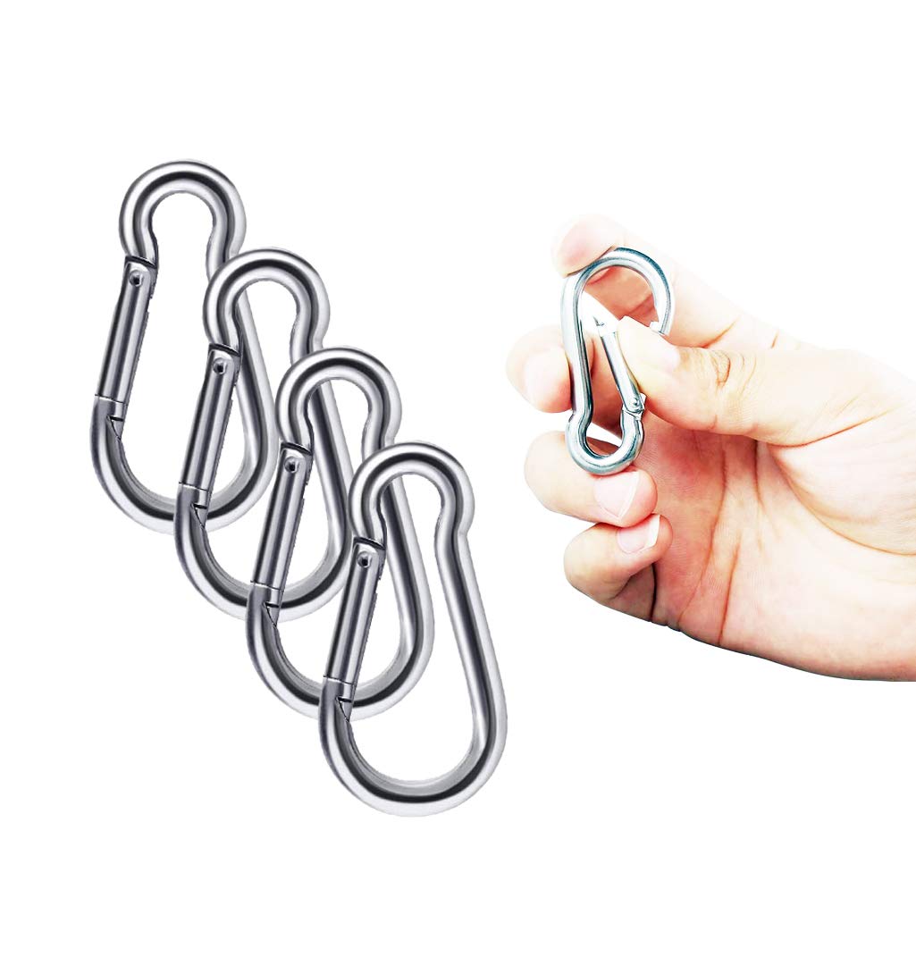 Set 10 Piastre A Occhiello + 10 Moschettoni In Acciaio Inox - Per Ancoraggi A Parete/Soffitto - Foto 4