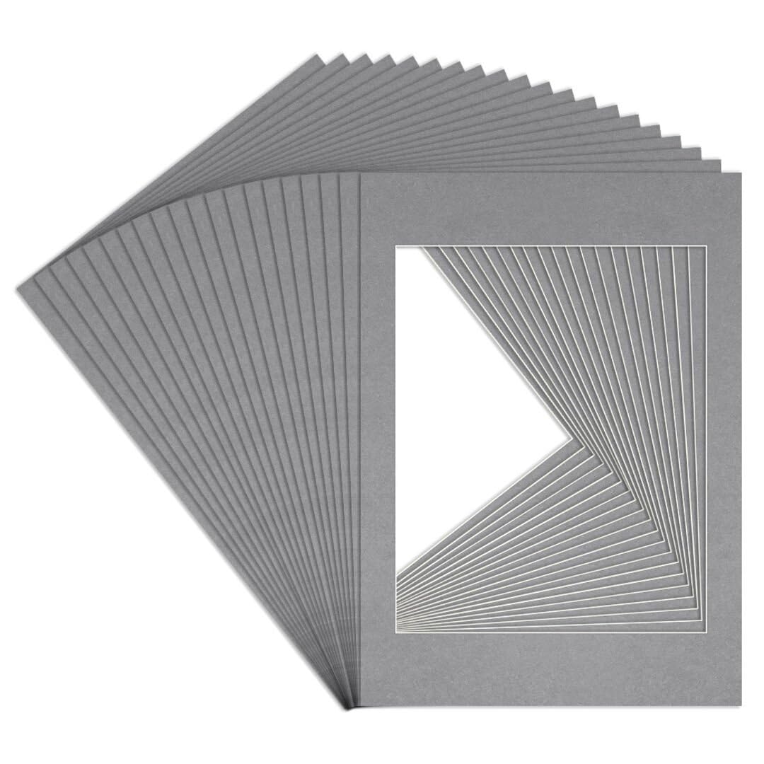 Procut Global 70x50cm Mid Grey Picture Mounts to Fit 50x40cm Aperture - Precision Cut Cardboard Photo Mount - Ideal for Frames, Prints, Artwork & Certificates - Sizes & Colours Available - 20 Pack