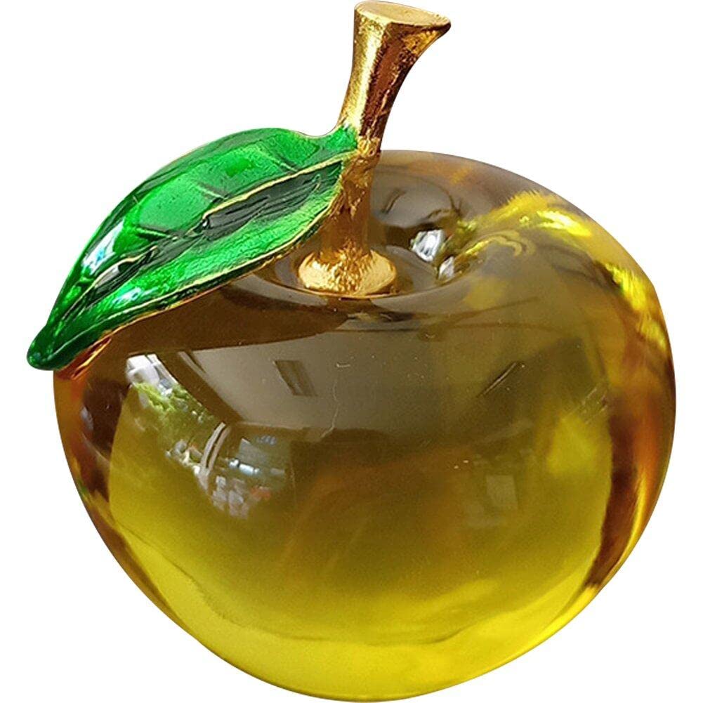 Ericetion Yellow Apple Ornaments Glass Home Decoration Crystal Quartz Ornament Collectible Transparent Gift Souvenir